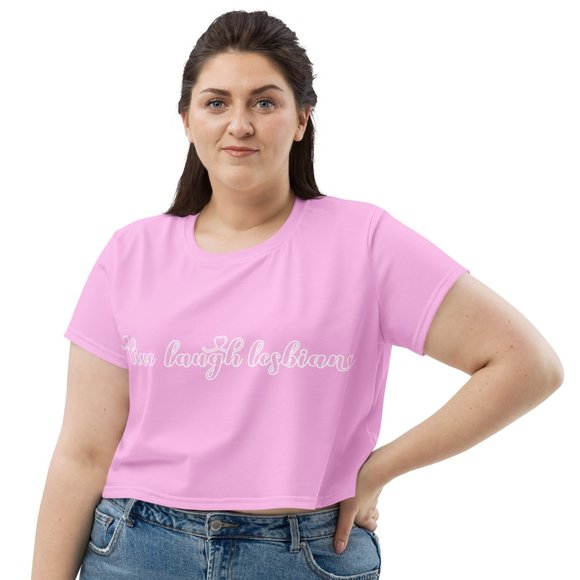 Live Laugh Lesbian LGBT Pride Cropped Tee T-Shirt - Picture 4 of 14